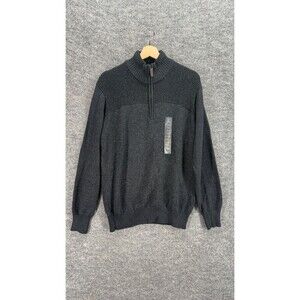 Field & Stream Sweater Pullover Women M Medium Black 1/4 Zip Long Sleeve Cotton